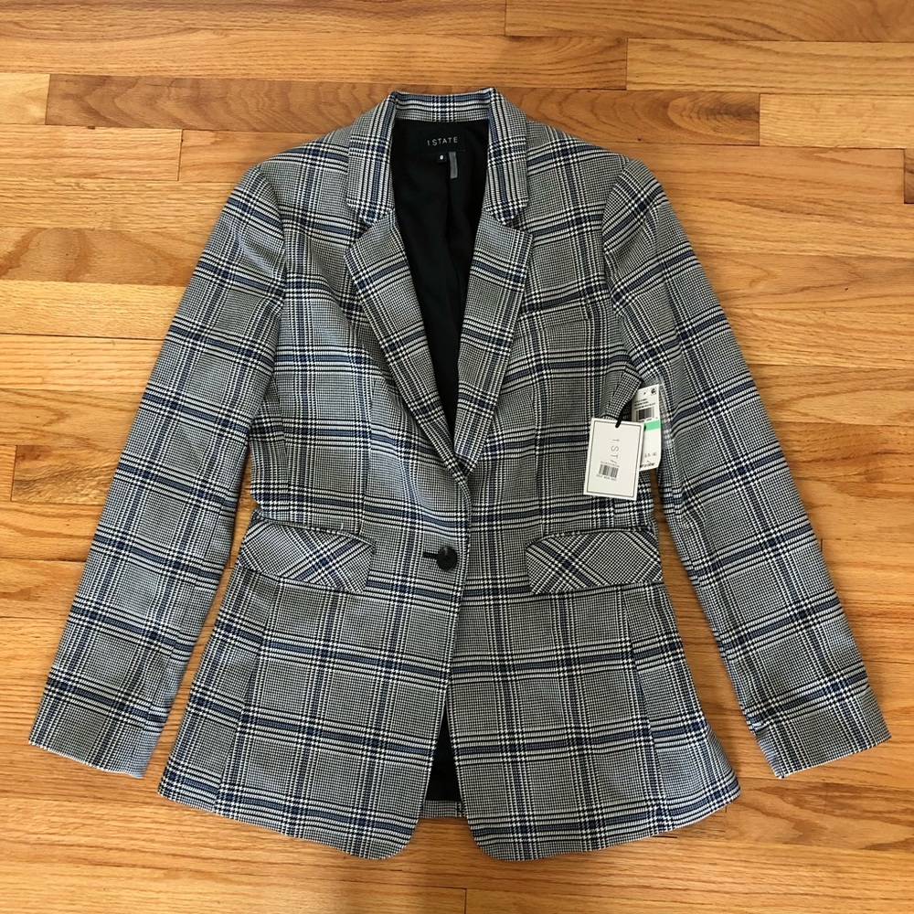 1. State Modern Rebel Blazer Houndstooth One Button New NWT 8